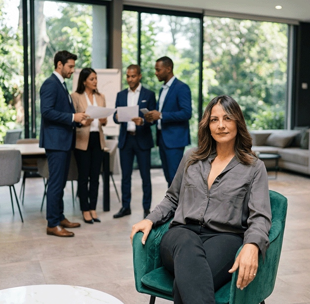 Corporate sales team collaborating